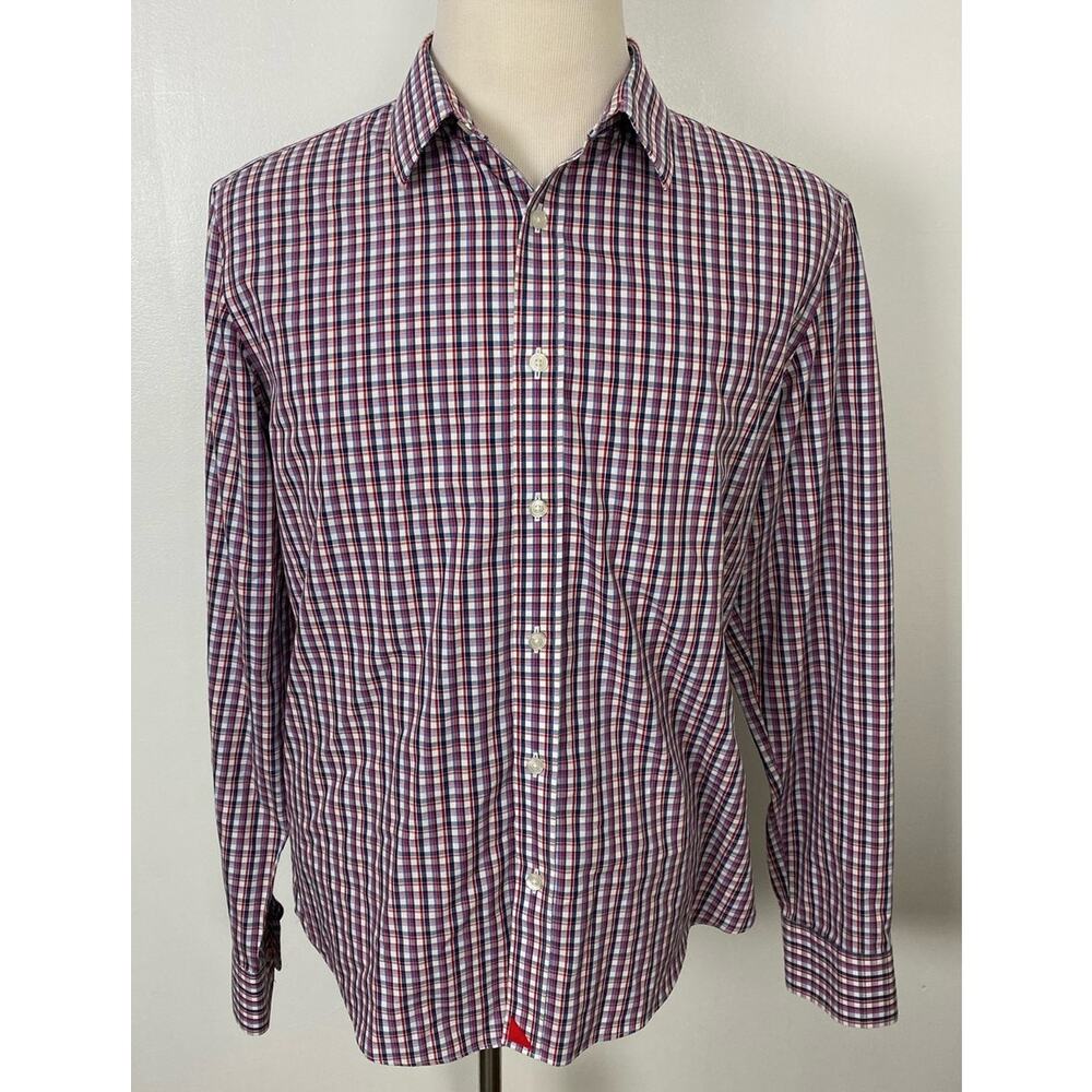 UNTUCKit Men's Red Blue White Plaid Button-Down Shirt